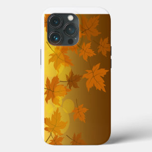 Funda Para iPhone 13 Pro Patrón otoñal con hojas de arce en caída y bokeh