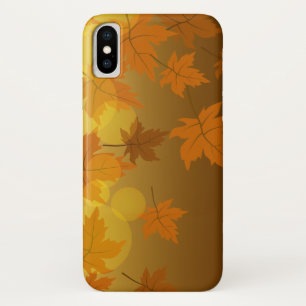 Funda Para iPhone X Patrón otoñal con hojas de arce en caída y bokeh