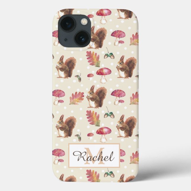 Funda De Case-Mate Para iPhone Patrón otoño de ardillas y taburetes personalizado (Reverso)