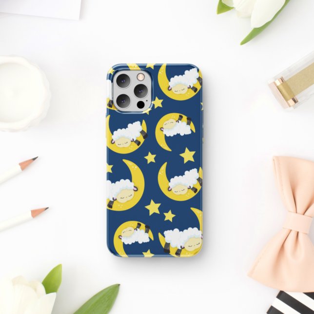 Funda De Case-Mate Para iPhone Patrón ovino, oveja durmiente, luna, estrellas (Subido por el creador)