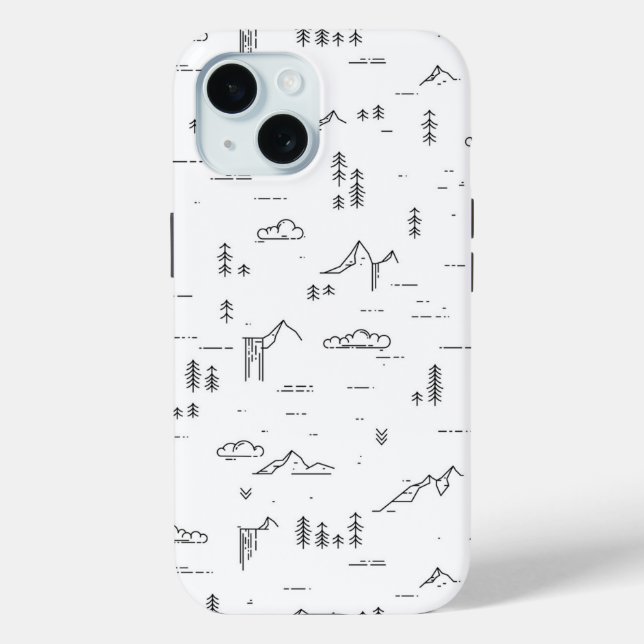 Funda De Case-Mate Para iPhone Patrón paisajístico de líneas de bosque geométrico (Reverso )