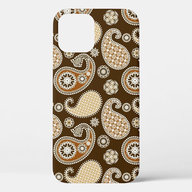 Funda De Case-Mate Para iPhone Patrón paisley, chocolate marrón y tan (Reverso )