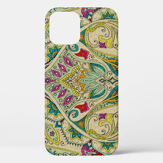 Funda De Case-Mate Para iPhone Patrón paisley indio, frontera bohemia. (Reverso )