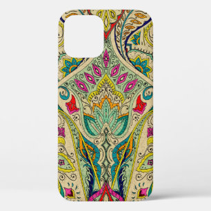 Funda Para iPhone 12 Patrón paisley indio sin fisuras, borde decorativo