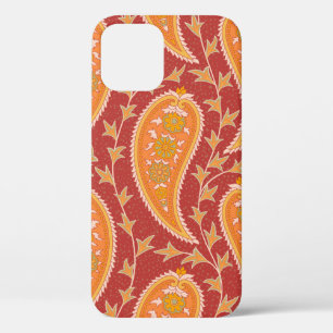 Funda Para iPhone 12 Patrón Paisley. Número turco. Naranja cimarrón c