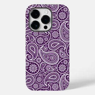 Funda Para iPhone 14 Pro De Case-Mate Patrón Paisley Retro Blanco Sobre Morado