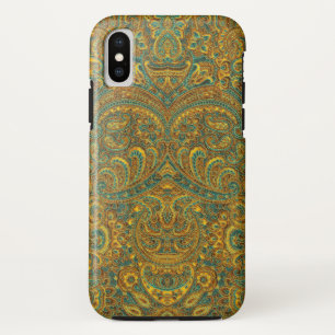 title_seo2 Patrón Paisley Vintage Marrón 7 Tonos verdes
