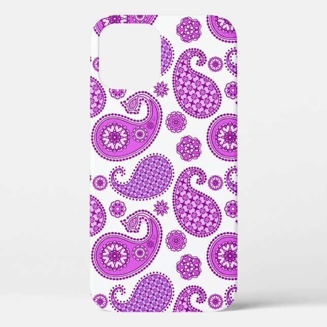Funda De Case-Mate Para iPhone Patrón paisley, violeta, púrpura y blanca (Reverso )