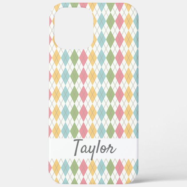 Funda De Case-Mate Para iPhone Patrón Pastel Argyle personalizado (Reverso )