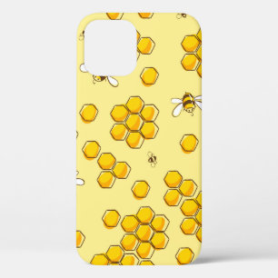 Funda Para iPhone 12 Patrón perfecto con abejas voladoras. Ail vintage