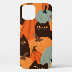 Funda Para iPhone 12 Patrón perfecto con gatos y calabazas negros