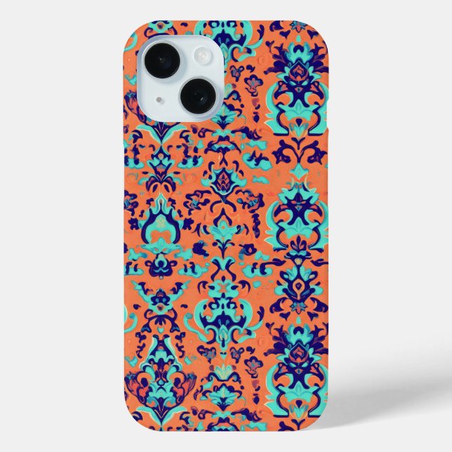 Funda De Case-Mate Para iPhone Patrón Persa Naranja (Reverso )