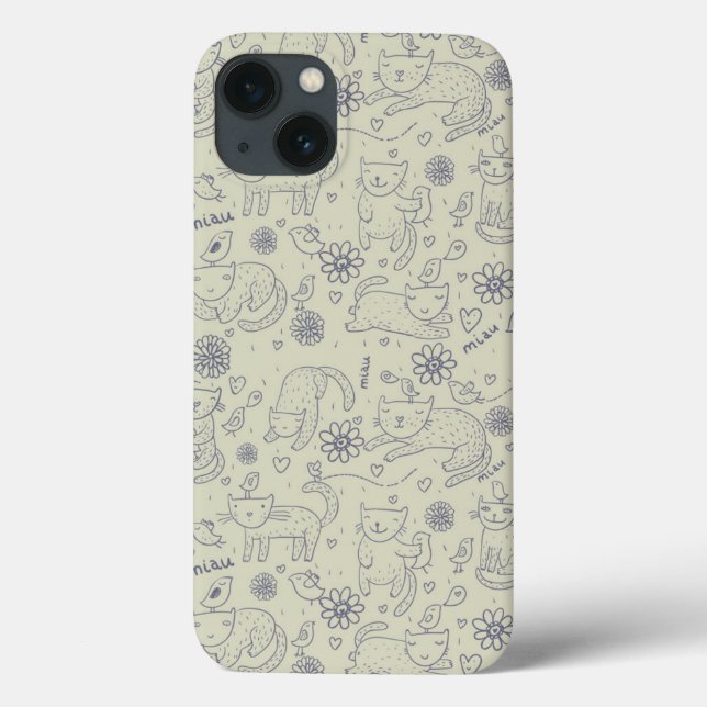 Funda De Case-Mate Para iPhone patrón personalizado con gatos graciosos (Reverso)