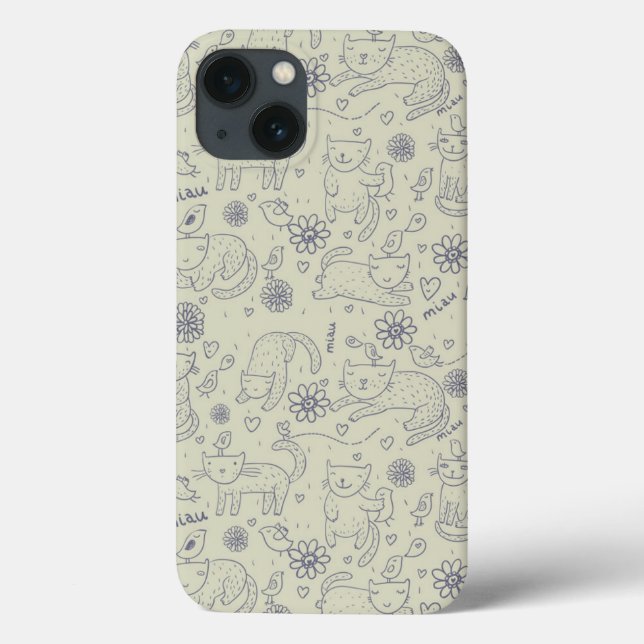 Funda De Case-Mate Para iPhone patrón personalizado con gatos graciosos (Reverso)