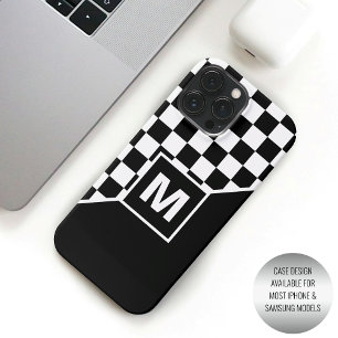 Funda Para iPhone 15 Pro Max Patrón personalizado de bandera a cuadros en blanc