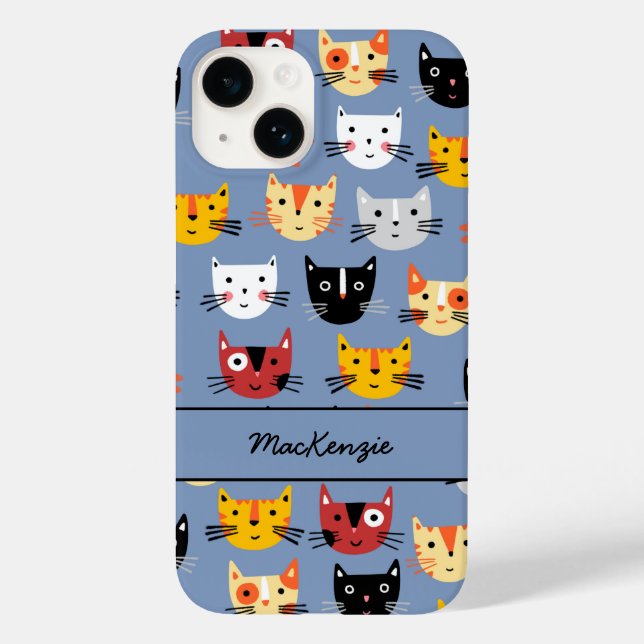 Funda De Case-Mate Para iPhone Patrón personalizado de gato (Reverso )