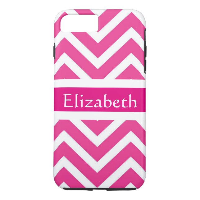 Funda De Case-Mate Para iPhone Patrón personalizado de zigzag chevron rosa y blan (Reverso)