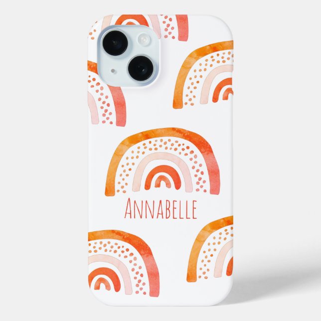 Funda De Case-Mate Para iPhone Patrón personalizado del arcoiris del naranja Past (Reverso )