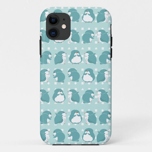 Funda De Case-Mate Para iPhone Patrón pingüino azul (Reverso)