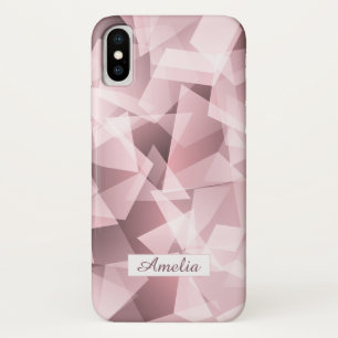 Funda Para iPhone X Patrón poligonal geométrico con nombre rosa elegan