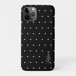 Funda Para iPhone 11 Pro Patrón preppy de puntos de polka blanco y negro