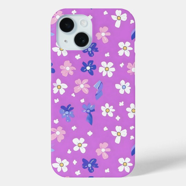 Funda De Case-Mate Para iPhone Patrón púrpura de flor suave (Reverso )