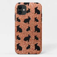 Patrón purpurina de conejito naranja pastel