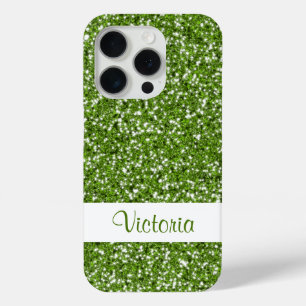 Funda Para iPhone 15 Pro Patrón Purpurina verde falso parecido a un patrón