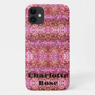 Funda Para iPhone 11 Patrón purpurinoso brillante de oro rosa