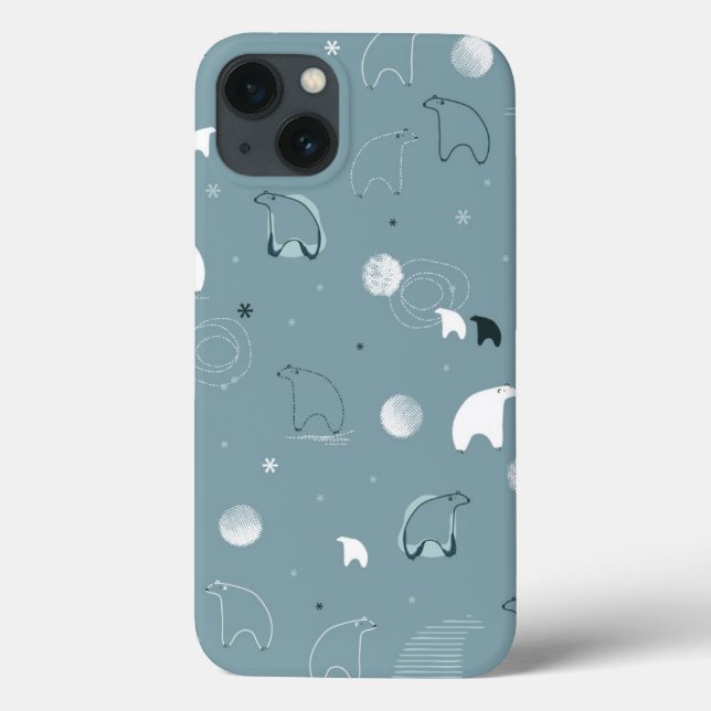 Funda De Case-Mate Para iPhone patrón que muestra un polar lindo (Reverso)