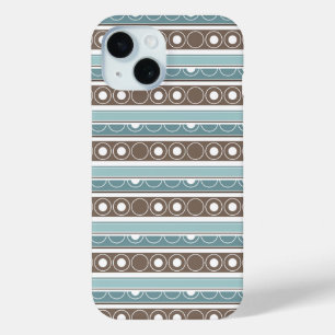 Funda Para iPhone 15 Patrón rayado con círculos y anillos estilo retro