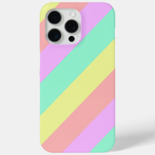 Funda Para iPhone 15 Pro Max Patrón rayado de arcoiris pastel