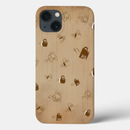 Funda Para iPhone 13 Patrón rayado de la Copa del Café minimalista - Ge