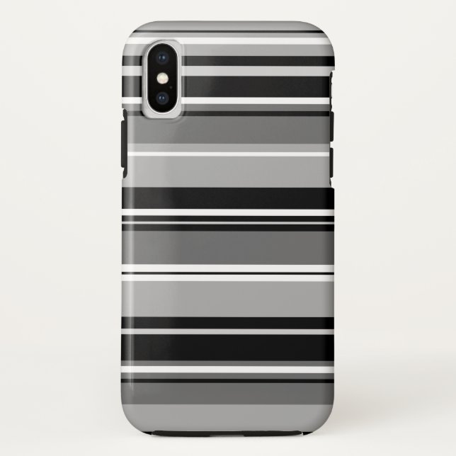 Funda De Case-Mate Para iPhone Patrón rayado mixto gris blanco negro (Reverso)