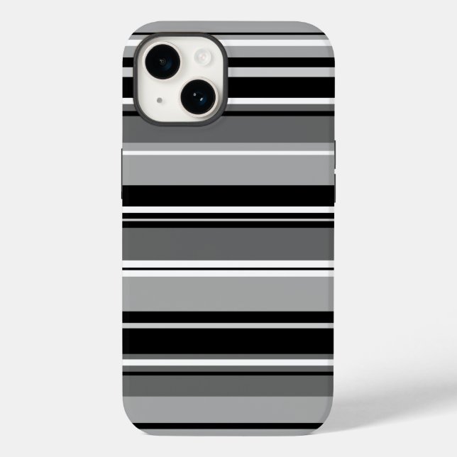 Funda De Case-Mate Para iPhone Patrón rayado mixto gris blanco negro (Reverso )