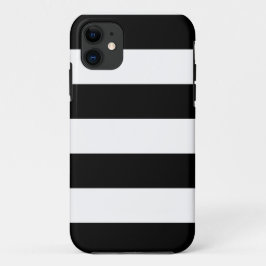 Funda Para iPhone 11 Patrón rayado negro y blanco