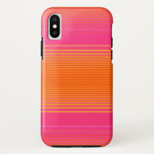 Funda Para iPhone X Patrón rayado rosa y Naranja