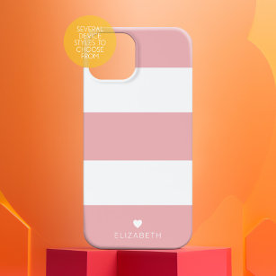 Funda Para iPhone 15 Pro Patrón rayado rosado de Rubor moderno audaz con co
