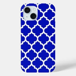 Funda Para iPhone 15 Patrón real azul blanco marroquí de quatrefol #5