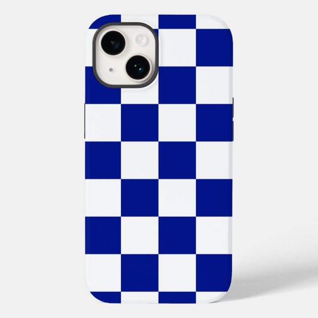 Funda De Case-Mate Para iPhone Patrón real azul y blanco de verificación (Reverso )