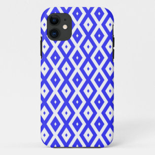 Funda Para iPhone 11 Patrón real de diamantes azules y blancos