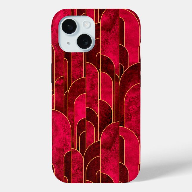 Funda De Case-Mate Para iPhone Patrón real rojo y oro Art Deco (Reverso )