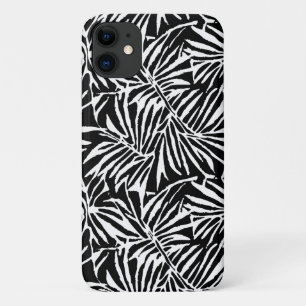 Funda Para iPhone 11 Patrón Repetido De Hojas Tropicales En Blanco Y Ne