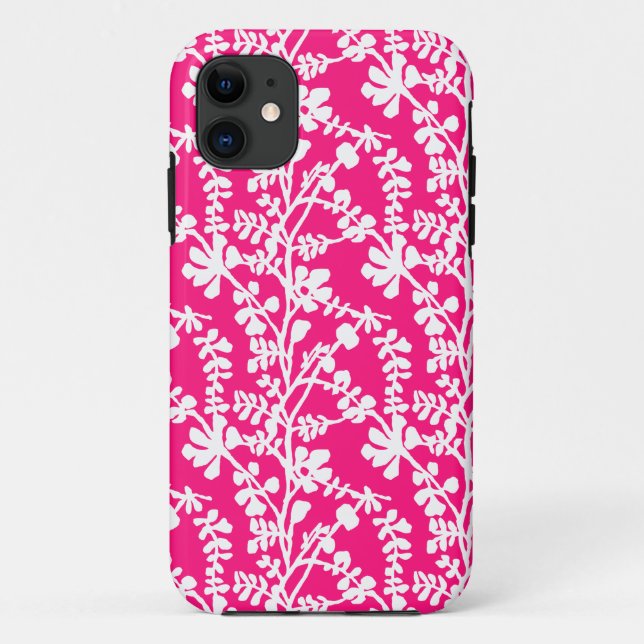 Funda De Case-Mate Para iPhone Patrón Repetidor Floral Rosa Y Blanco (Reverso)