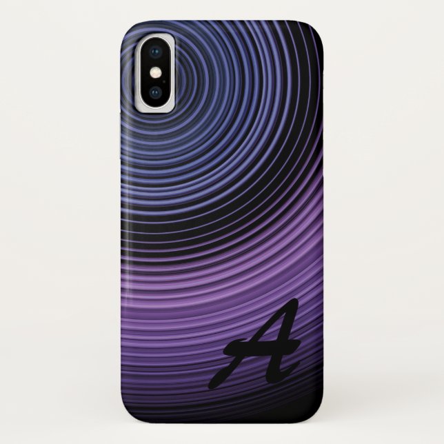 Funda De Case-Mate Para iPhone Patrón resumen azul contemporáneo monogramado (Reverso)