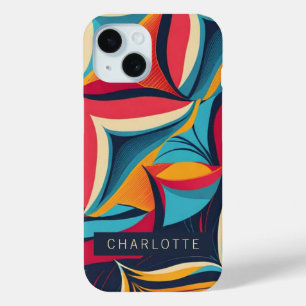 Funda Para iPhone 15 Patrón retro abstracto colorido personalizado