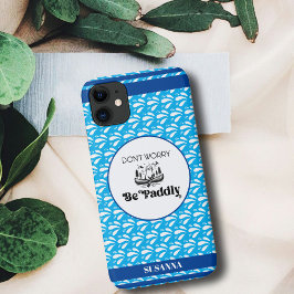 Funda Para iPhone 11 Patrón retro azul claro Otter Canoe Nombre persona