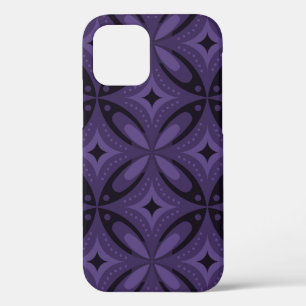 Funda Para iPhone 12 Pro Patrón Retro de Color Púrpura Oscuro