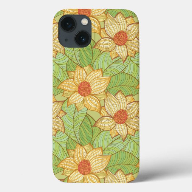 Funda De Case-Mate Para iPhone Patrón retro magnolia (Reverso)