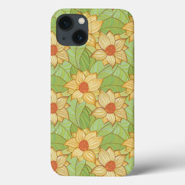 Funda De Case-Mate Para iPhone Patrón retro magnolia (Reverso)